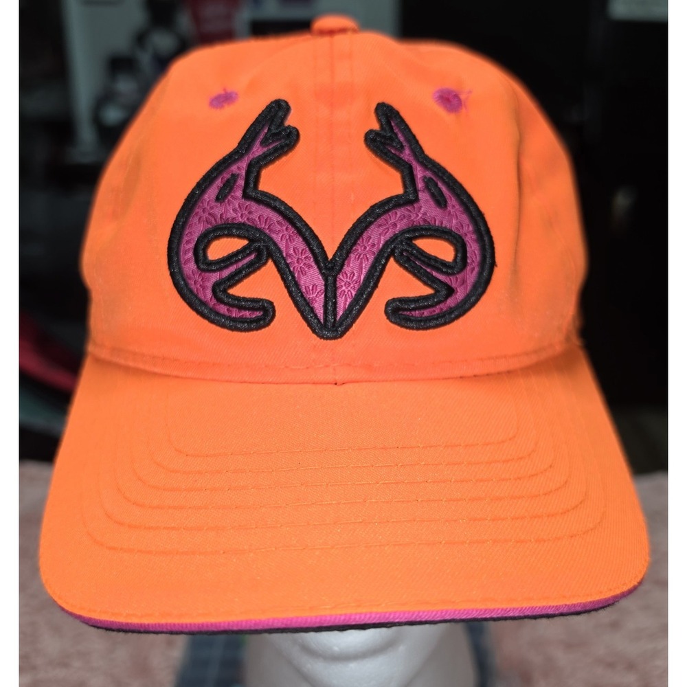 Realtree Hat Cap Mens Orange Adjustable High Visibility Hunting Baseball Cap